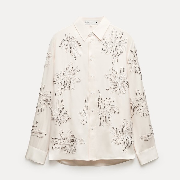 New ZARA Beaded Embroidered Shirt - Picture 1 of 8